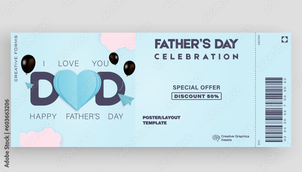Happy Father’s Day. Happy Father’s Day poster or banner. Vector symbols of love in shape of heart for Happy Father’s Day greeting card design