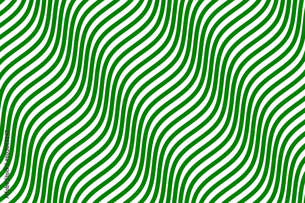 Green and white water wave stripes fabric pattern background vector. Abstract liquid wavy lines pattern. Diagonal optical illusion curve strips. Wall and floor ceramic tiles pattern.