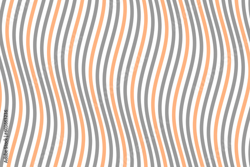 Pastel orange and grey water wave stripes fabric pattern on white background vector. Abstract liquid wavy lines pattern. Vertical optical illusion curve strips. Wall and floor ceramic tiles pattern.