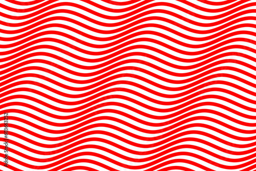 Red and white water wave stripes fabric pattern background vector. Abstract liquid wavy lines pattern. Horizontal optical illusion curve strips. Wall and floor ceramic tiles pattern.