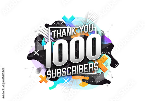 1000 subscribers. Poster for social network and followers. Vector template for your design.