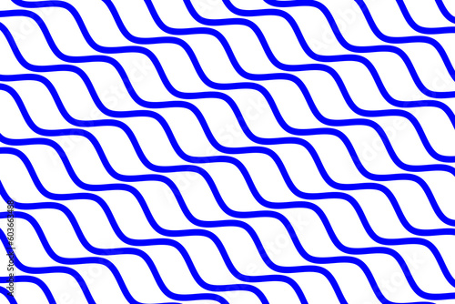 Blue sea wave stripes fabric pattern on white background vector. Abstract water wavy lines pattern. Diagonal optical illusion curve strips. Wall and floor ceramic tiles pattern.