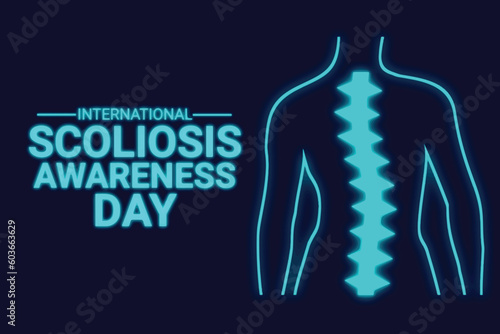 International Scoliosis Awareness Day Vector illustration. Holiday concept. Template for background, banner, card, poster with text inscription.