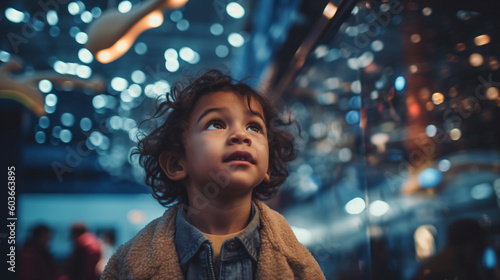 Generative ai astonished and excited cute little boy