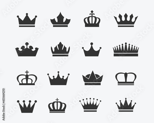 Crown icon vector design illustration set isolated on white background. Simple isolated crown icon. Luxury symbol for web site and mobile app. Vector illustration eps10