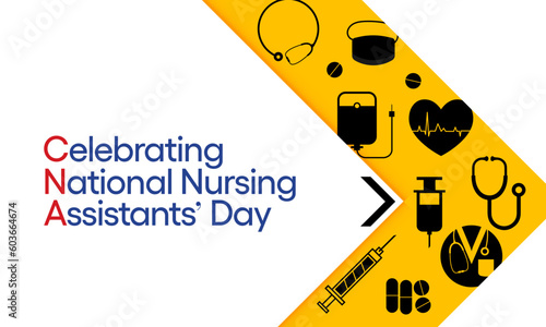 Nursing assistants day is observed every year in June, The main role of a CNA is to provide basic care to patients and help them with daily activities. vector illustration