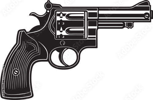 revolver flat vector illustration, revolver vector illustration on isolated white background