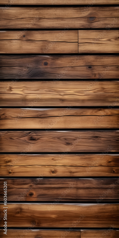 Naklejka premium Brown wooden planks background. Wooden texture. Brown wood wall. Wood planks Wallpaper. Generative AI