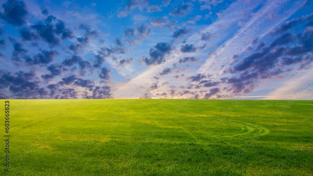 quiet sunset over the green rural fields, countryside fresh agricultural time lapse scene quiet sunset over the green rural fields, countryside fresh agricultural time lapse scene