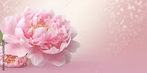 Peony flower blurred background with bokeh and copy space by generative AI tools