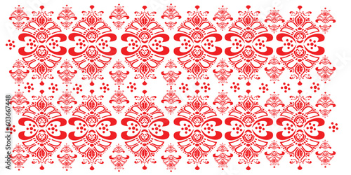 tribal pattern ( assamese pattern ) of northeast india which is used for textile design in assam gamosa , muga silk or other traditional dress.similar to ukrainian pattern or russian pattern.vector
