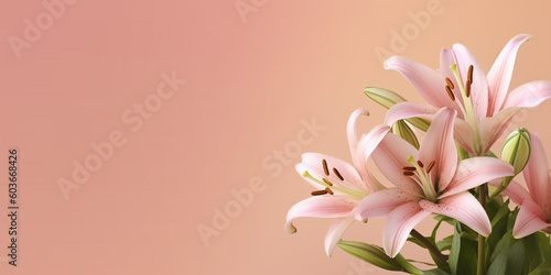 Lily flower background copy space by generative AI tools