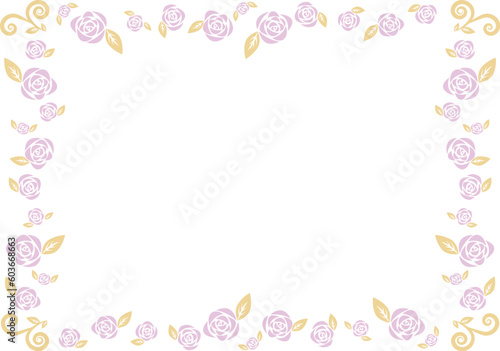 薄紫のバラのフレーム