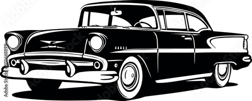 Fotografie, Tablou nostalgic car from the fifties in black over white