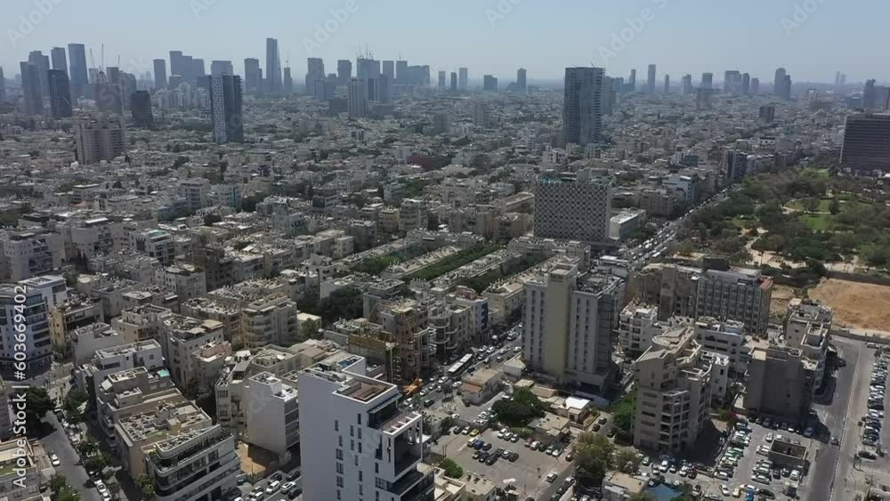 Aerial video of the city of Tel Aviv on a sunny day Aerial video of the city of Tel Aviv on a sunny day