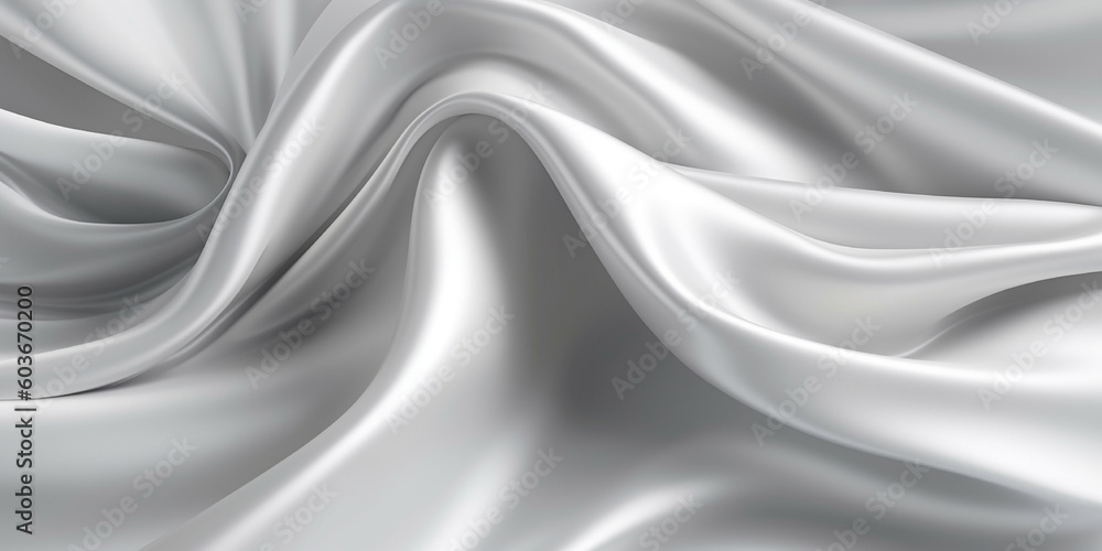Fototapeta premium Platinum silk satin background, elegant wavy fold by generative AI tools