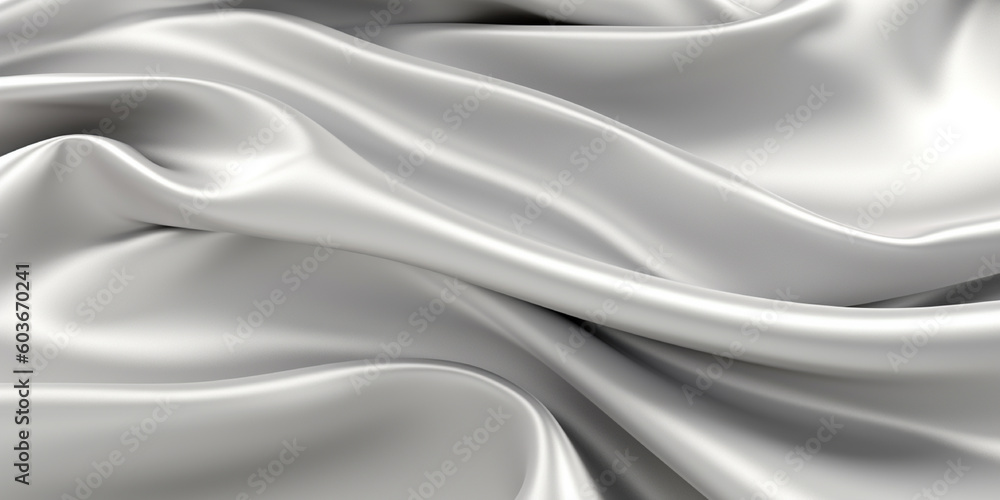 Platinum silk satin background, elegant wavy fold by generative AI tools