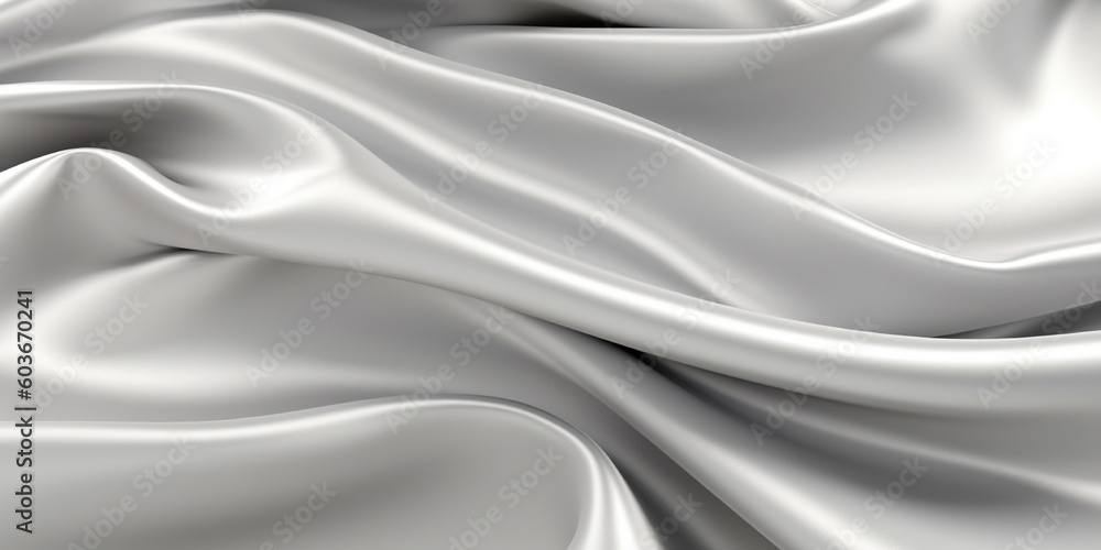 Fototapeta premium Platinum silk satin background, elegant wavy fold by generative AI tools