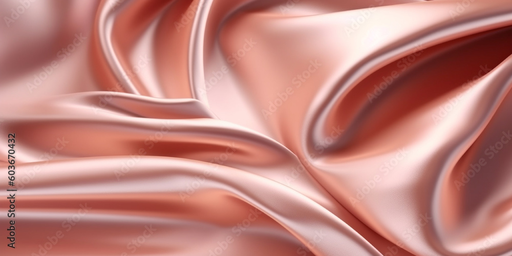 Fototapeta premium Rose gold silk satin background, elegant wavy fold by generative AI tools