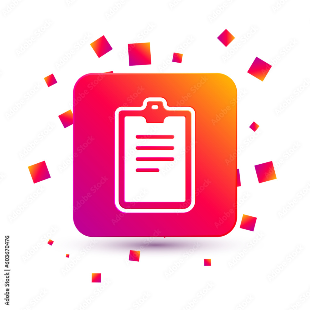 White Psychological test icon isolated on white background. Square color button. Vector White Psychological test icon isolated on white background. Square color button. Vector