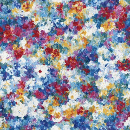 Flowers abstract illustration, seamless pattern. Created by a stable diffusion neural network.