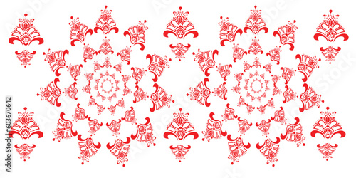 tribal pattern ( assamese pattern ) of northeast india which is used for textile design in assam gamosa , muga silk or other traditional dress.similar to ukrainian pattern or russian pattern.vector
