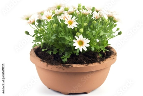 white chrysanthemum in a pot