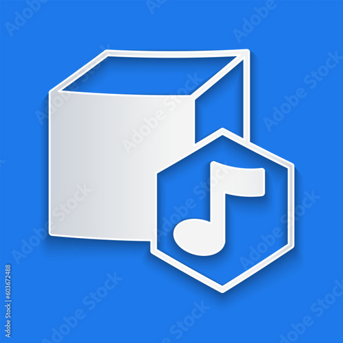 Free Download Paper cut NFT Digital crypto art icon isolated on blue background. Non fungible token. Paper art style. Vector - GFXLoad