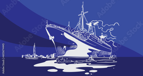 Transportation of ink drawing sketch for poster, post card, name card, brochure, t-shirt, logo, branding, collection, art print.