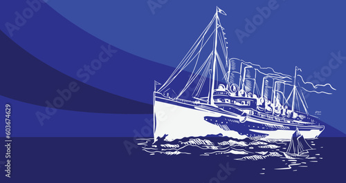 Transportation of ink drawing sketch for poster, post card, name card, brochure, t-shirt, logo, branding, collection, art print.