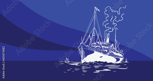 Transportation of ink drawing sketch for poster, post card, name card, brochure, t-shirt, logo, branding, collection, art print.