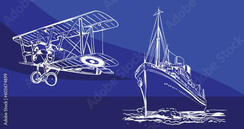 Transportation of ink drawing sketch for poster, post card, name card, brochure, t-shirt, logo, branding, collection, art print.