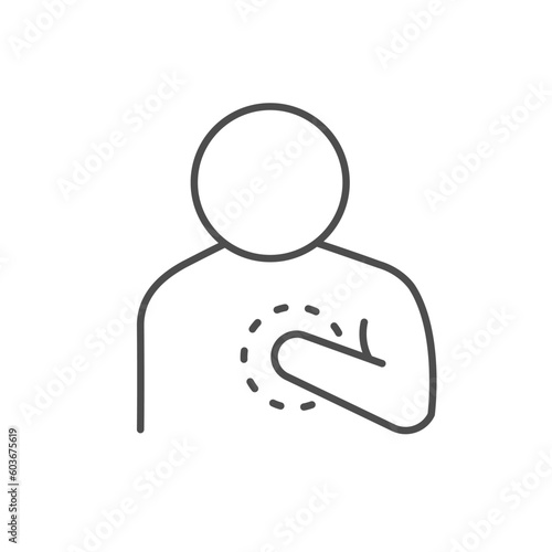 Chest pain line outline icon