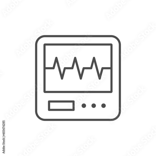 Cardiogram monitor line outline icon