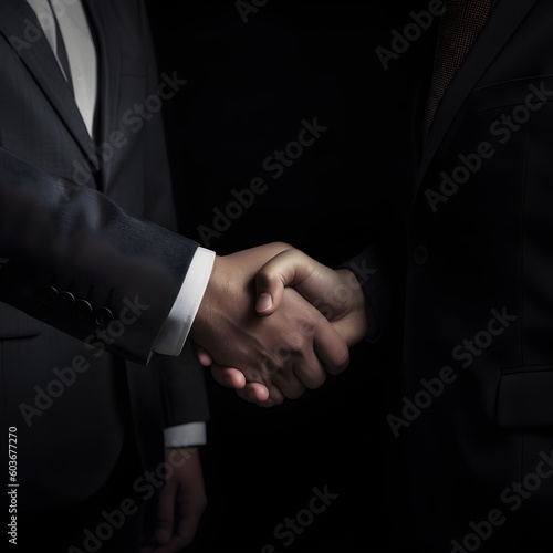 Handshake between Businessmen, Illustration, generative AI