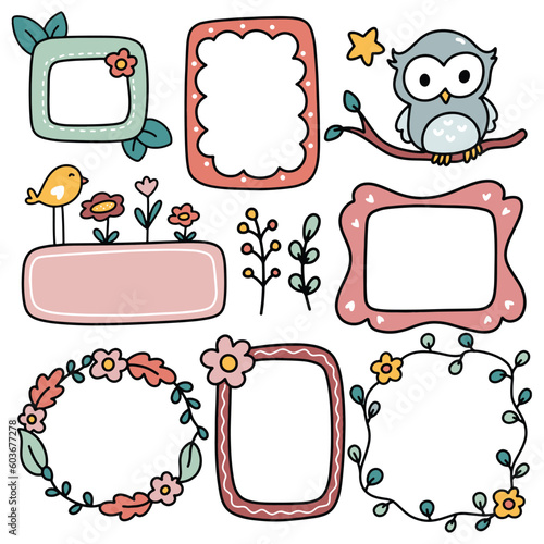 cute frame doodle, scrapbook element, graphic element