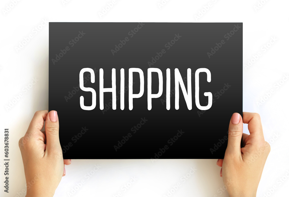 Shipping text on card, concept background Shipping text on card, concept background