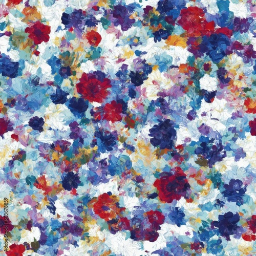 Flowers abstract illustration  seamless pattern. Created by a stable diffusion neural network.