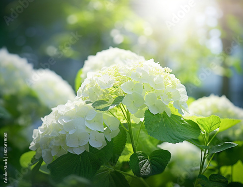 hydrangea in bloom. Spectacular Display of Vibrant Colors as the Hydrangea Bursts into Full Bloom, Unfurling Petals in a Grand Showcase of Nature's Resplendent Summer Palette.