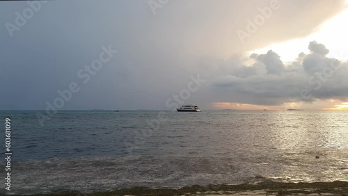 Wallpaper Mural Beautiful view of sunset in Indian Ocean overlooking yacht anchored in Maldives. Torontodigital.ca