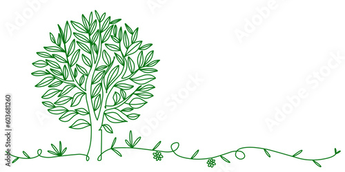 World environment day line art style vector illustration