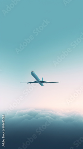 Ai generated illustration view airplane takingoff