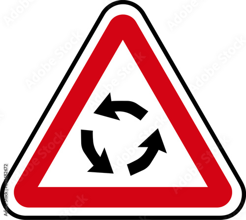 Road signs. Roundabout sign. warning sign. illustration vector of Roundabout sign. EPS10