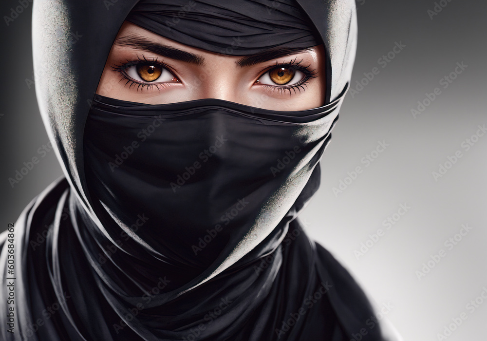 Ninja, a warrior in a black mask. Generative AI. Ninja, a warrior in a black mask. Generative AI.