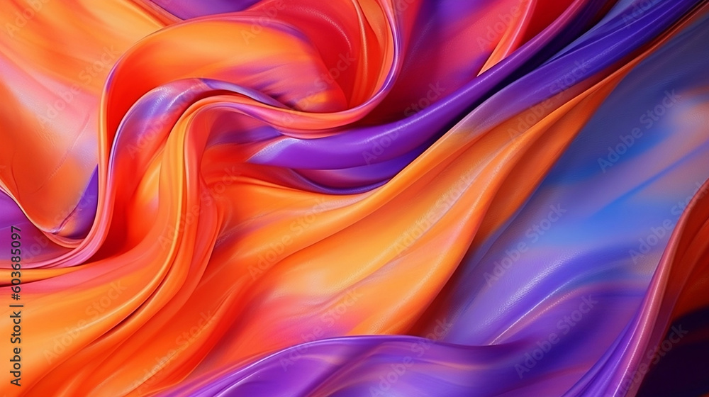 Abstract colorful material background, wavy lines in a dynamic shape AI generated