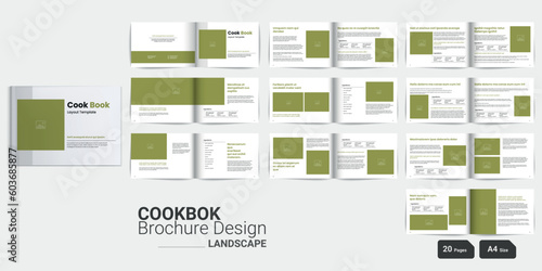Modern Recipe Landscape Cookbook Layout Design Recipe book design Cookbook Booklet Cookbook Brochure