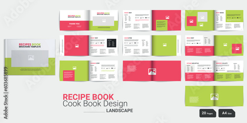 Modern Recipe Landscape Cookbook Layout Design Recipe book design Cookbook Booklet Cookbook Brochure