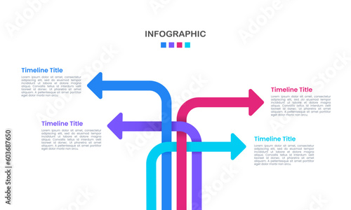 Infographic intertwined arrows 4 options. Vector illustration.