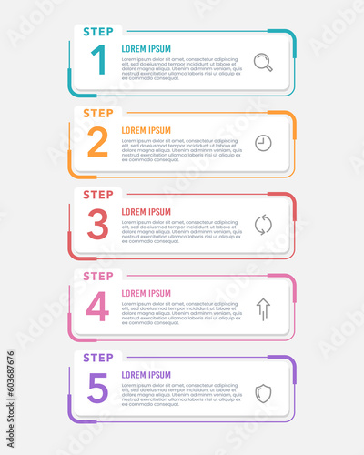 Infographic vertical number labels template 5 steps. Vector illustration.