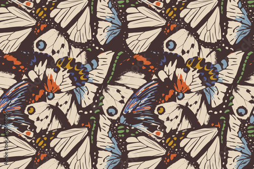 Vector butterflies surface pattern. Colourful  trendy  classic repeating seamless print fashionable background for fabric  textile  design  banner  cover  web  wallpaper  wrapping paper etc.